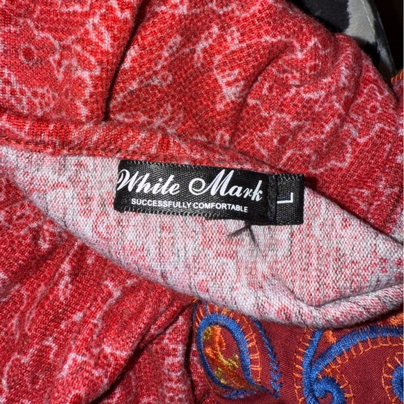 White Mark Red Paisley Long Sleeve Dress - Picture 3 of 3